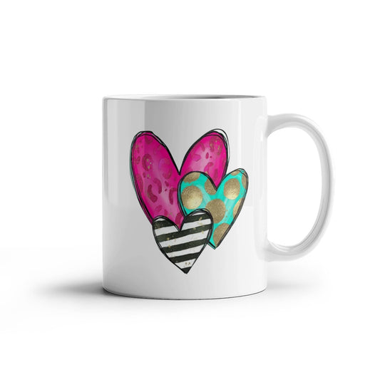 Colorful Hearts | White Ceramic Mug