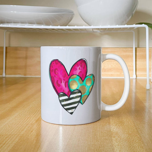 Colorful Hearts | White Ceramic Mug